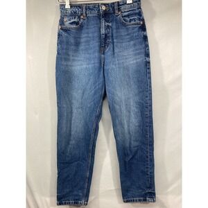 Zara Womens Mid Rise Straight Leg Front Seam Medium Wash Jeans Blue Size 6 US
